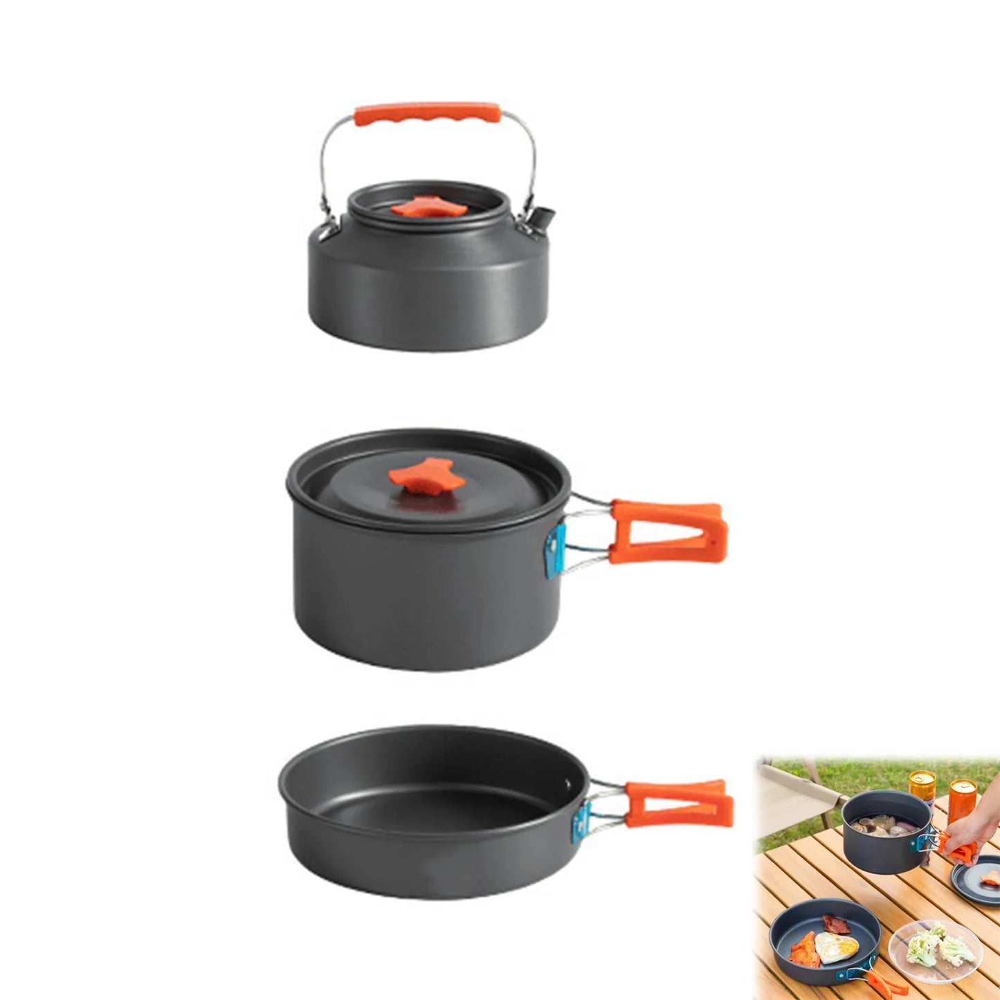 Portable Camping Cookware Kit Nonstick Pots and Pans