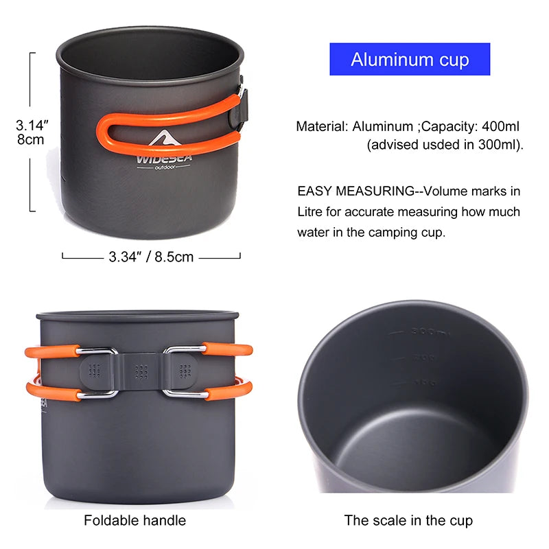 Widesea Camping Cookware Set Portable Pot and Cup