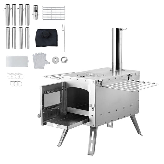 SucceBuy Stainless Steel Portable Wood Stove Camping Chimney
