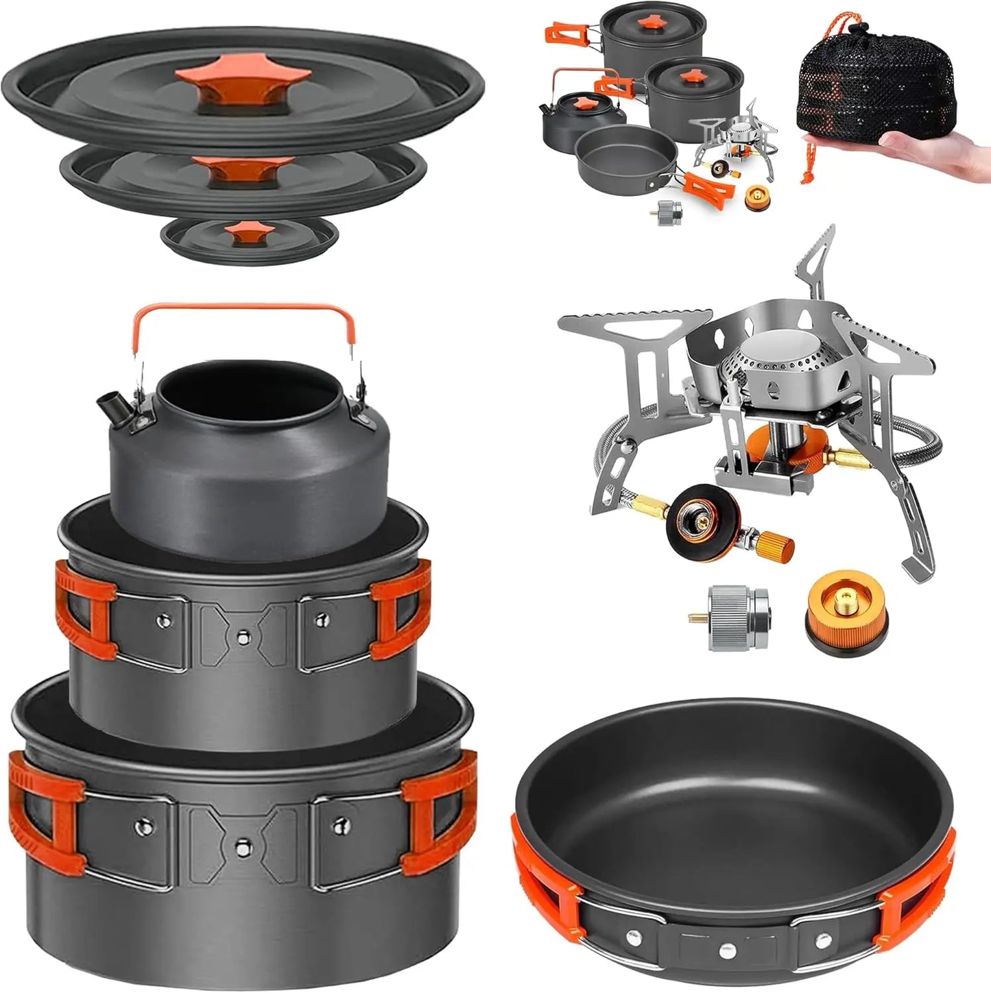 Camping Cookware Mess Kit With Stove