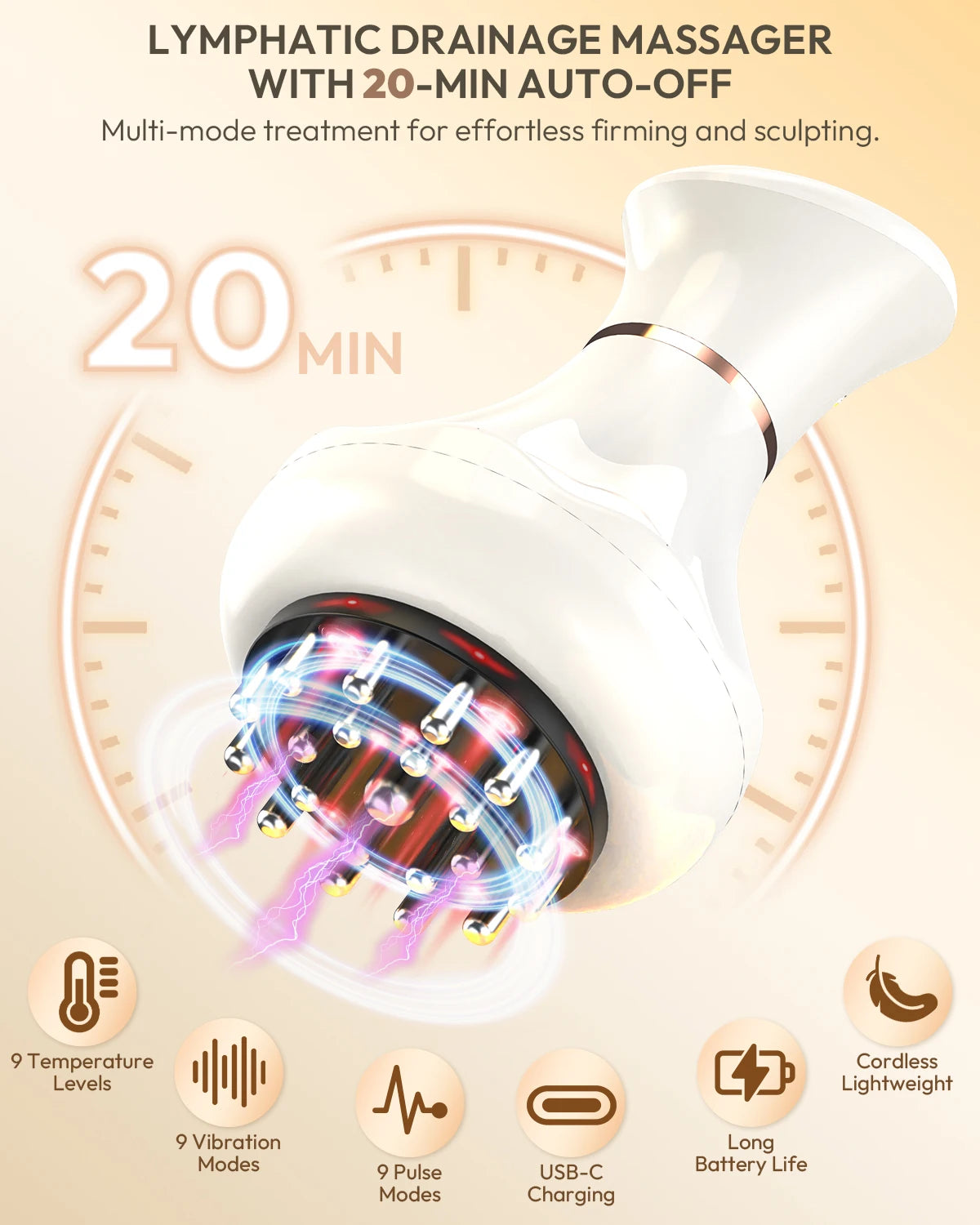 Lymphatic Drainage Massager Anti Cellulite Tool With Heat