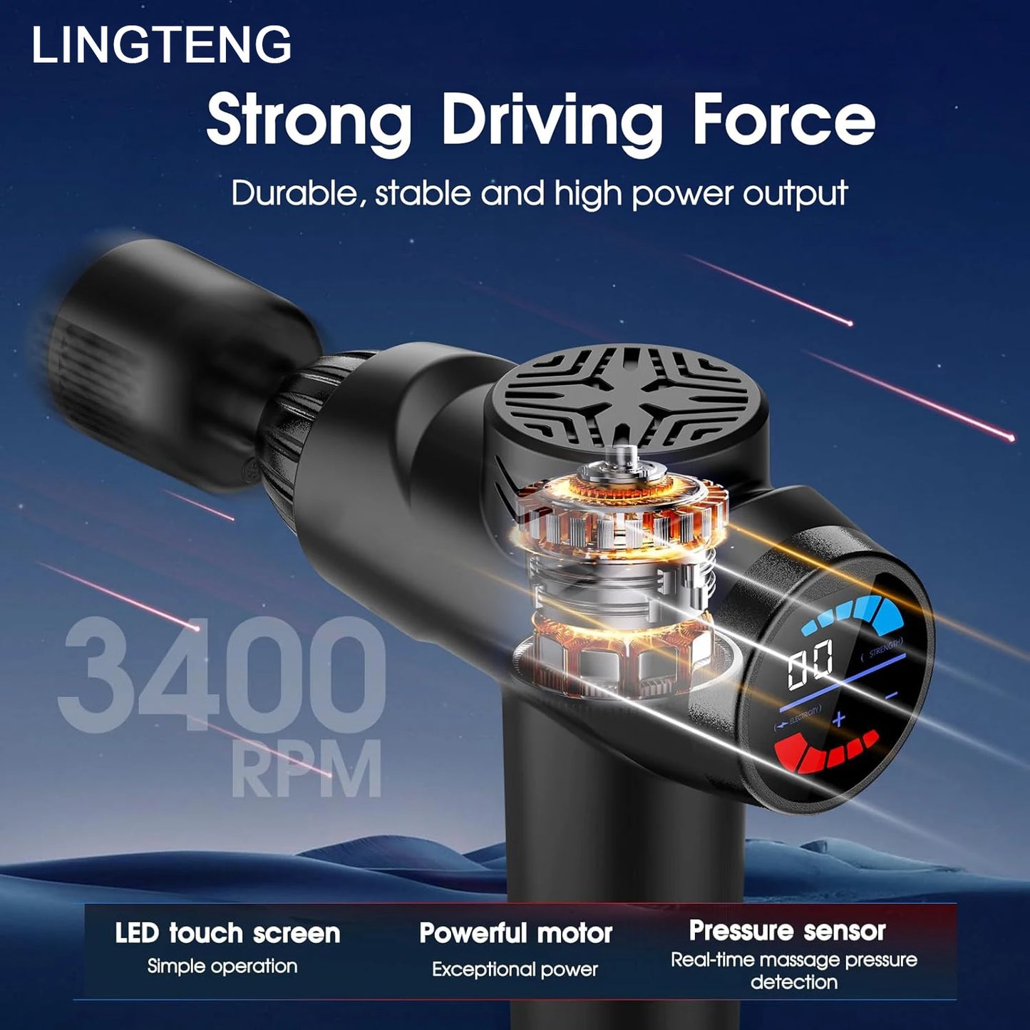 LINGTENG Electric Fascia Gun Massager For Body Relaxation