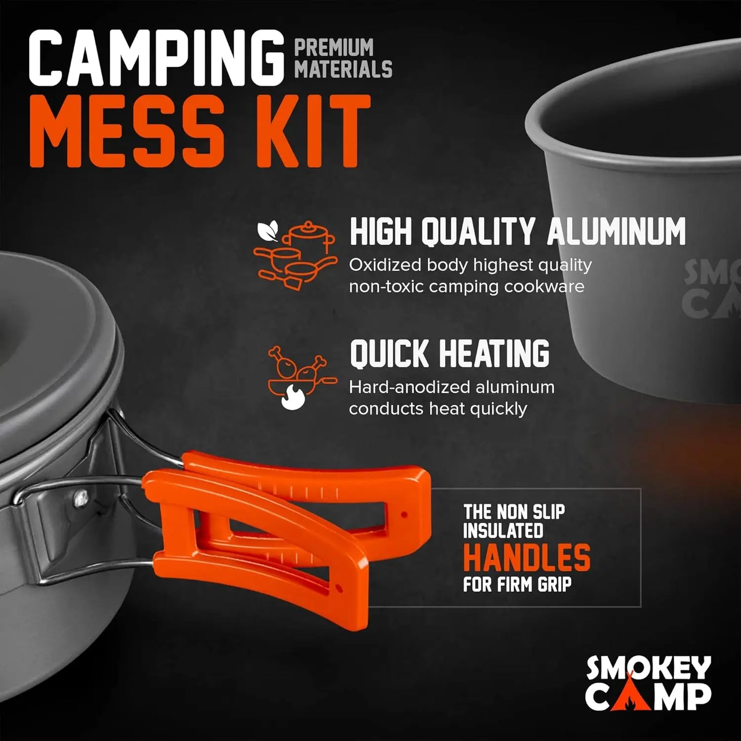 Camping Cookware Mess Kit With Stove