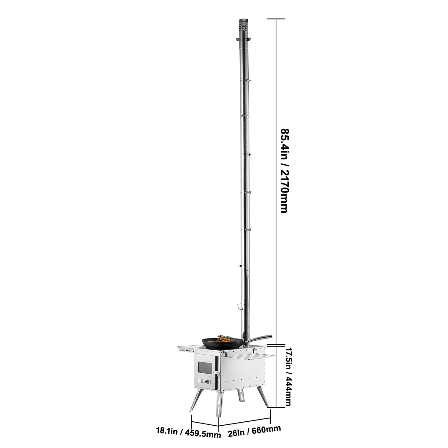 SucceBuy Stainless Steel Portable Wood Stove Camping Chimney