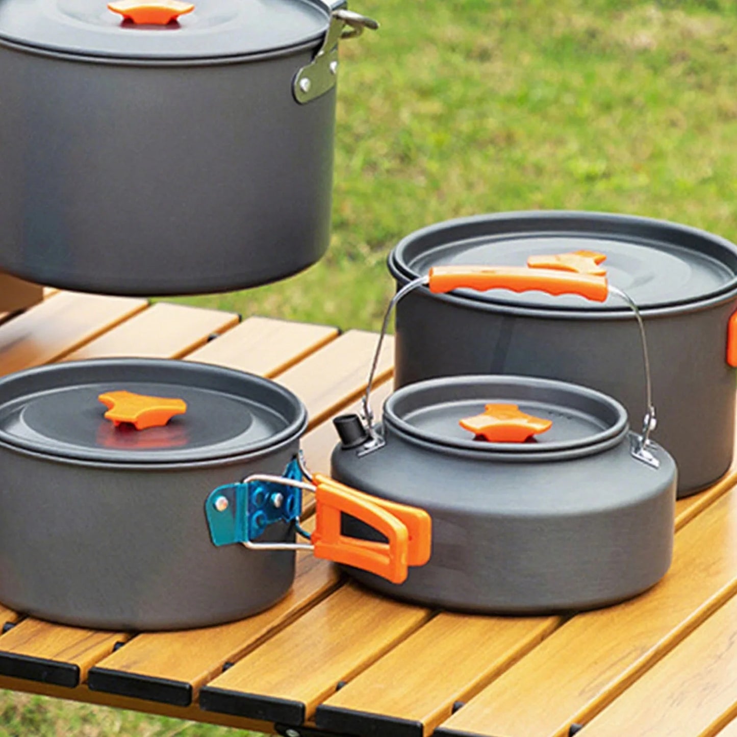 Portable Camping Cookware Kit Nonstick Pots and Pans