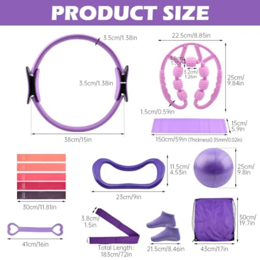 Pilates Essentials Kit Home Workout Equipment 14 Piece Set