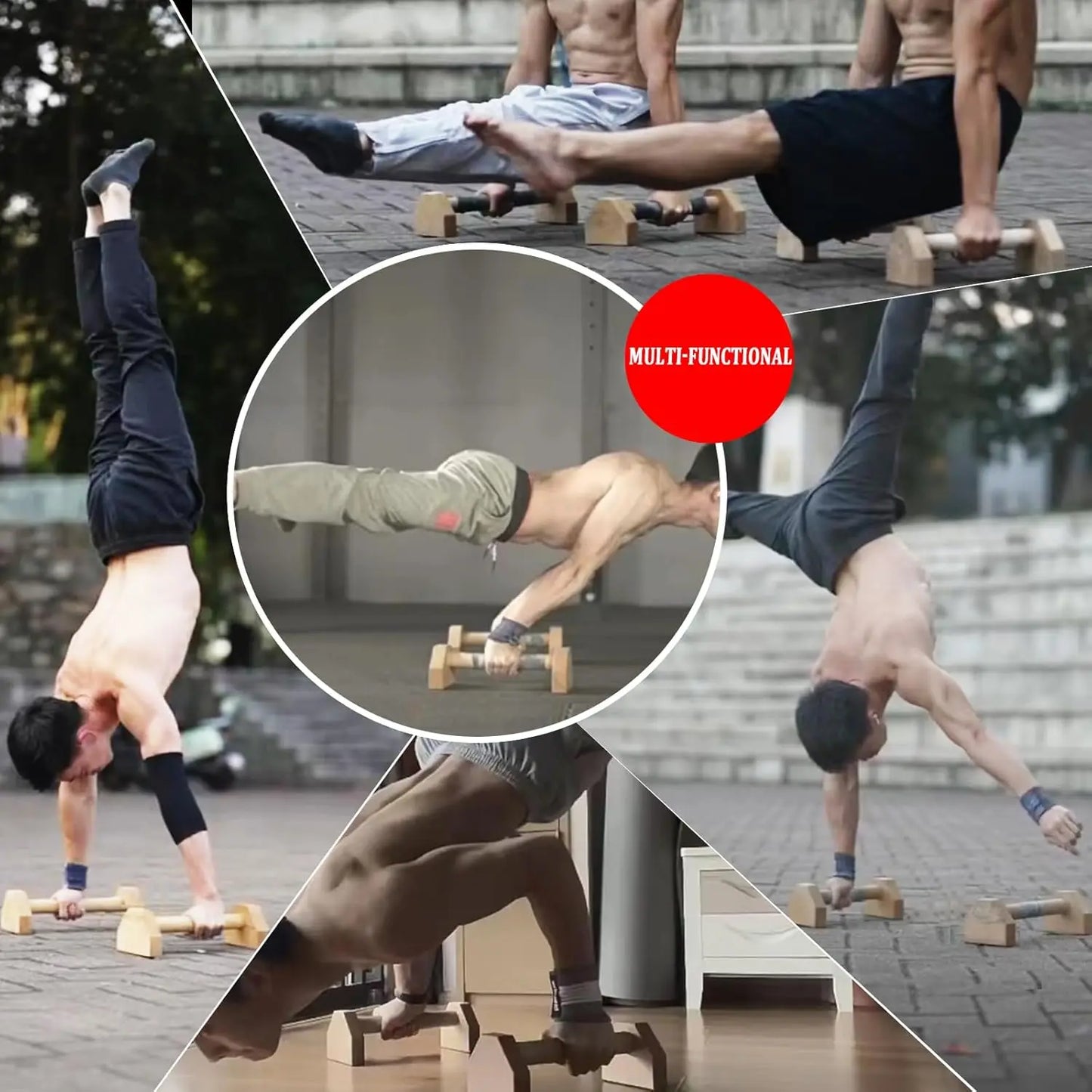 Wooden Parallettes Push Up Bars For Calisthenics Training
