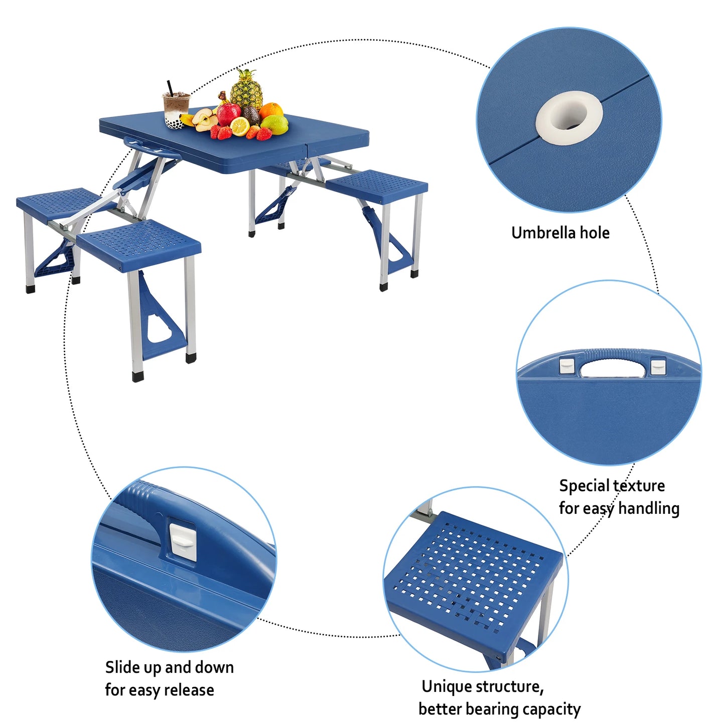 Portable Folding Table And Stool Set