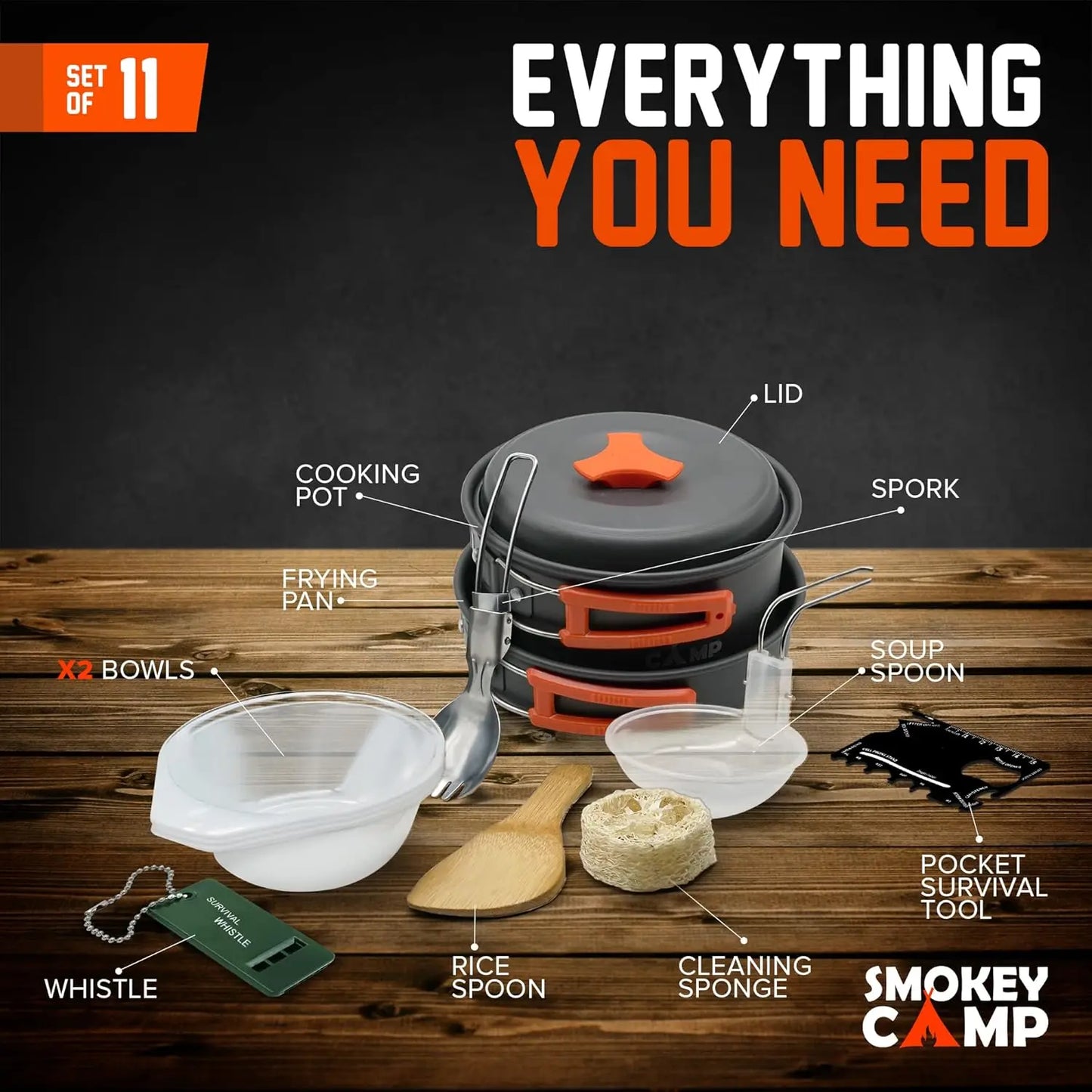 Camping Cookware Mess Kit With Stove