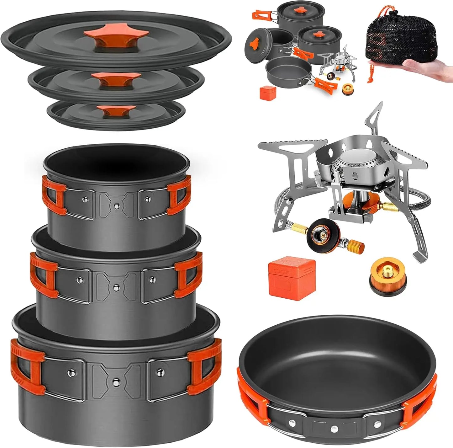 Camping Cookware Mess Kit With Stove