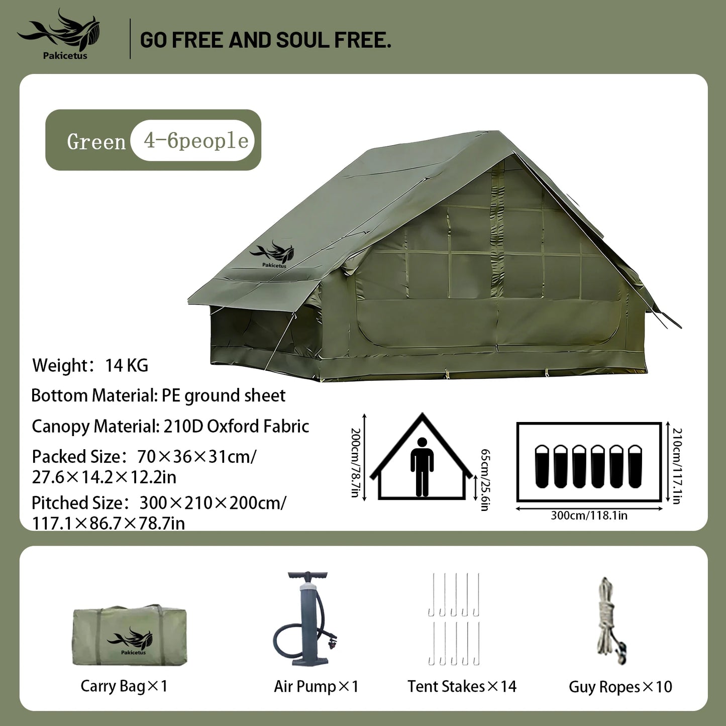 Pakicetus Quick Setup Inflatable Waterproof Camping Tent
