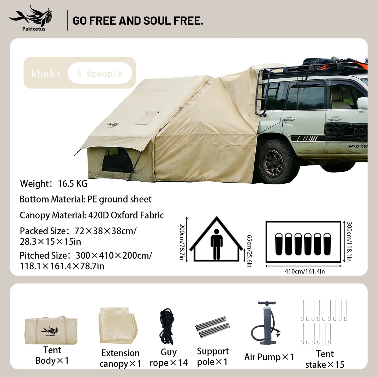 Pakicetus Quick Setup Inflatable Waterproof Camping Tent
