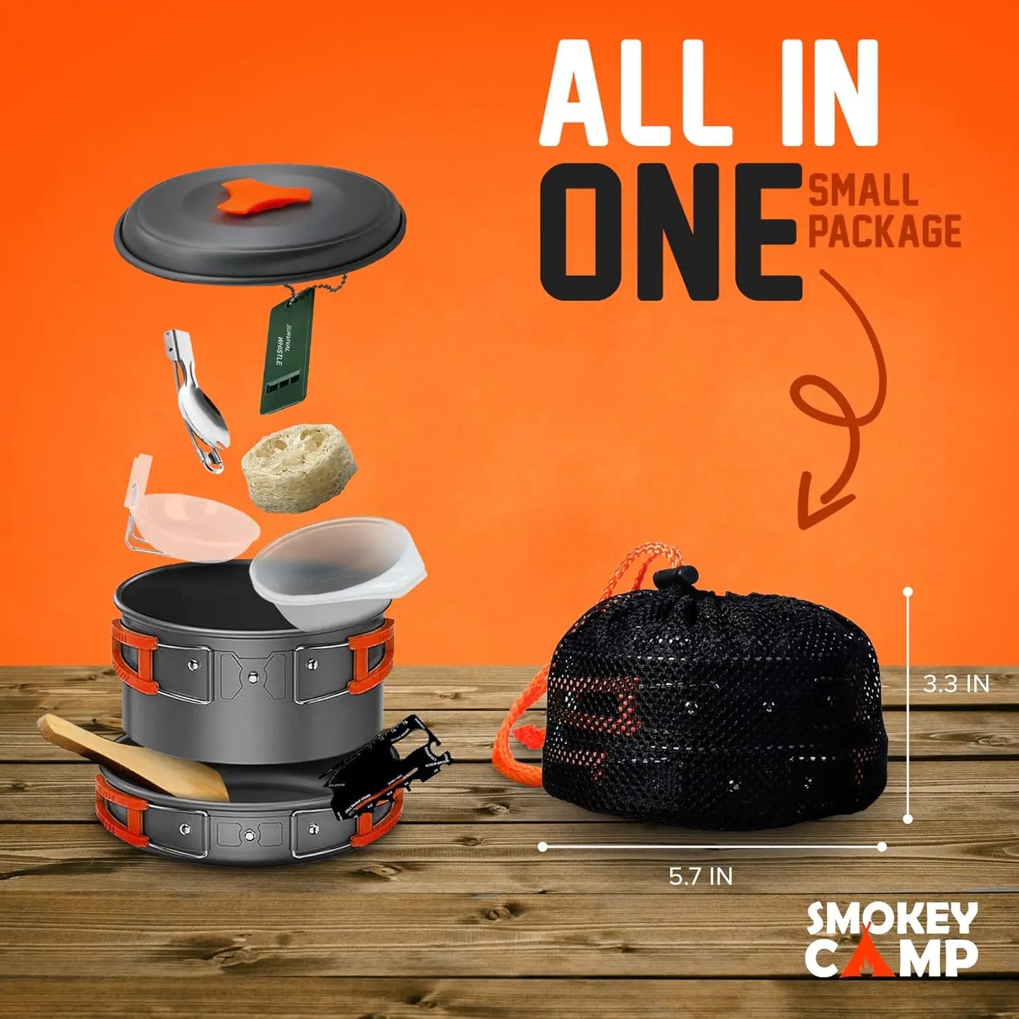 Camping Cookware Mess Kit With Stove