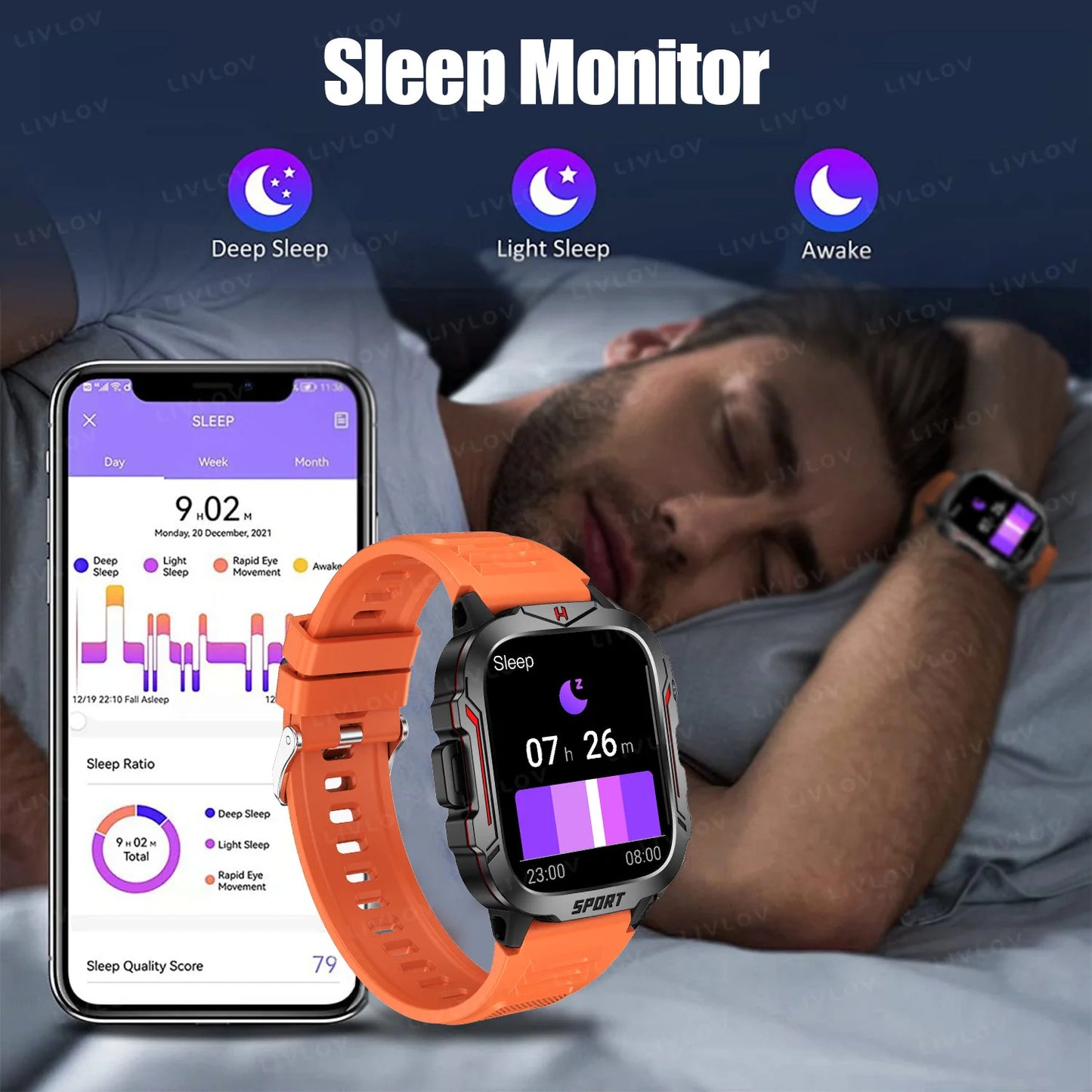 LIVLOV Smart Watch Fitness Tracker With AI Voice Assistant