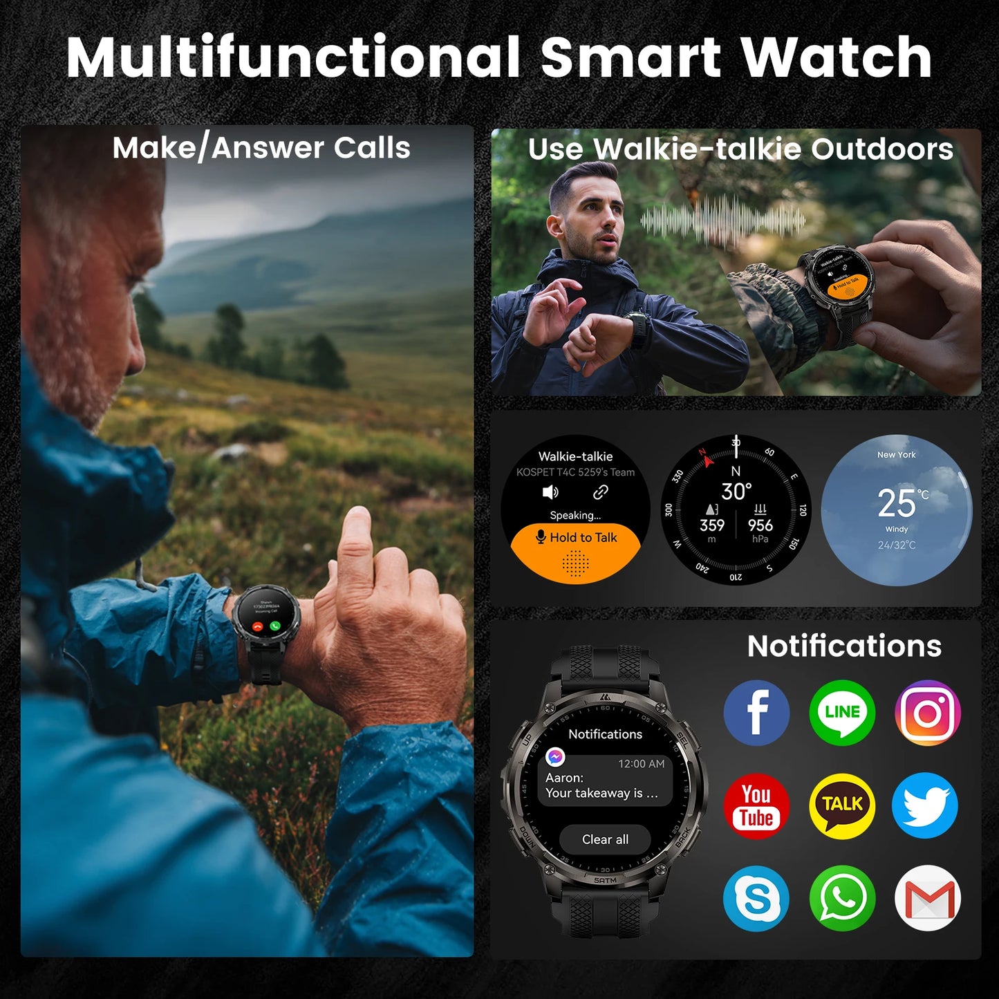 KOSPET Tank T4C Smartwatch Rugged Outdoor GPS