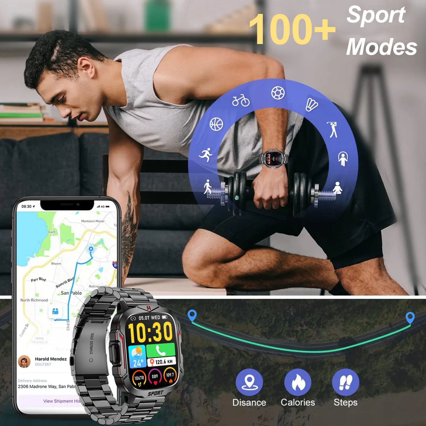 LIVLOV Smart Watch Fitness Tracker With AI Voice Assistant