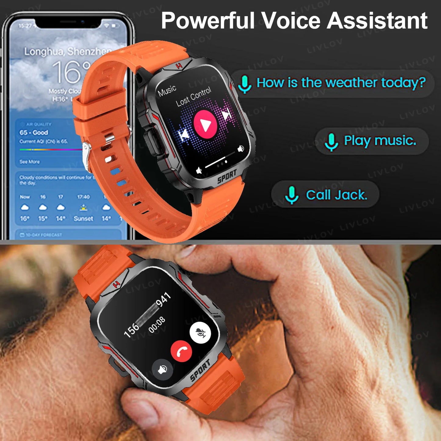 LIVLOV Smart Watch Fitness Tracker With AI Voice Assistant