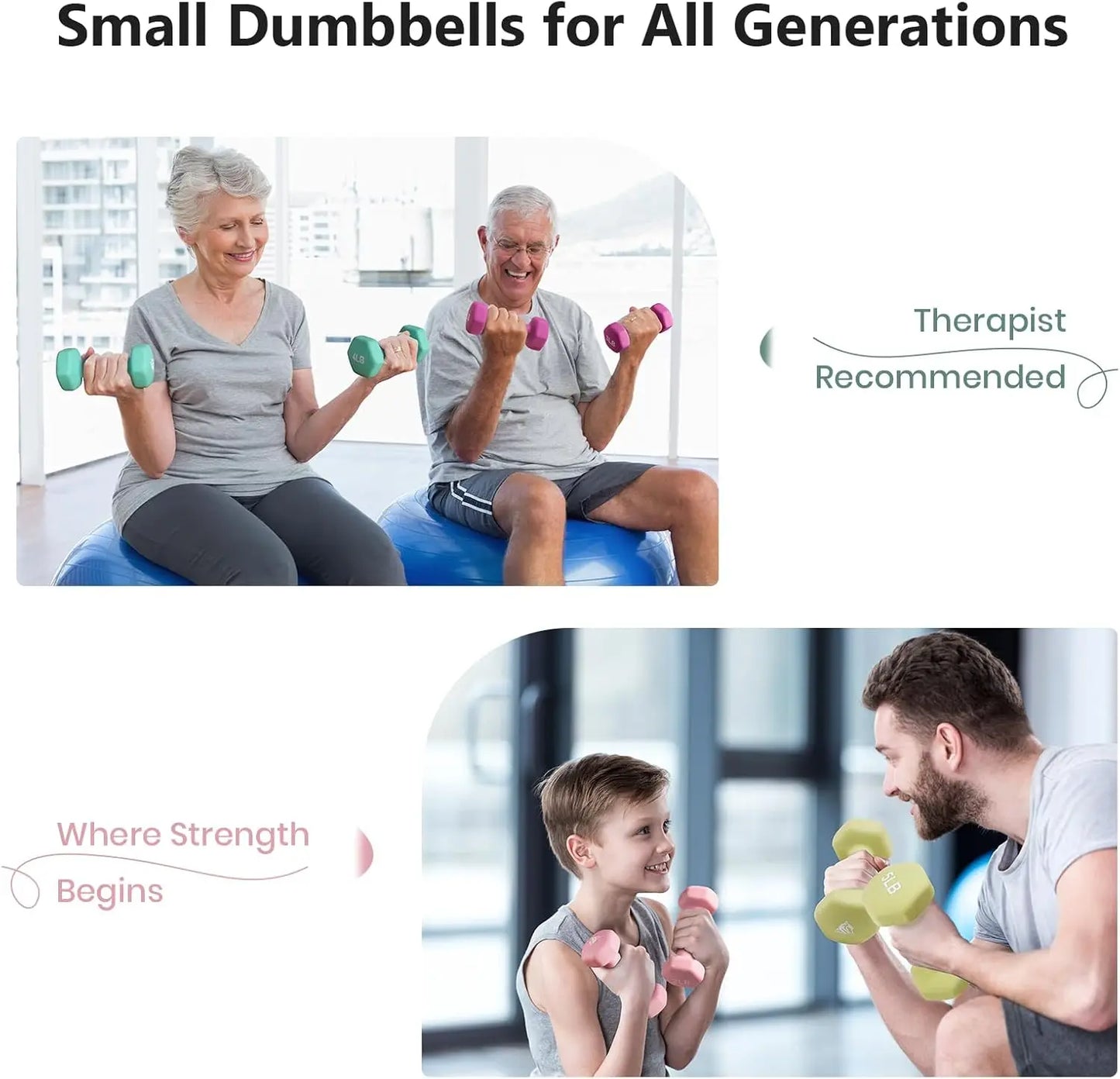 Set Of 2 Neoprene Coated Hex Dumbbells