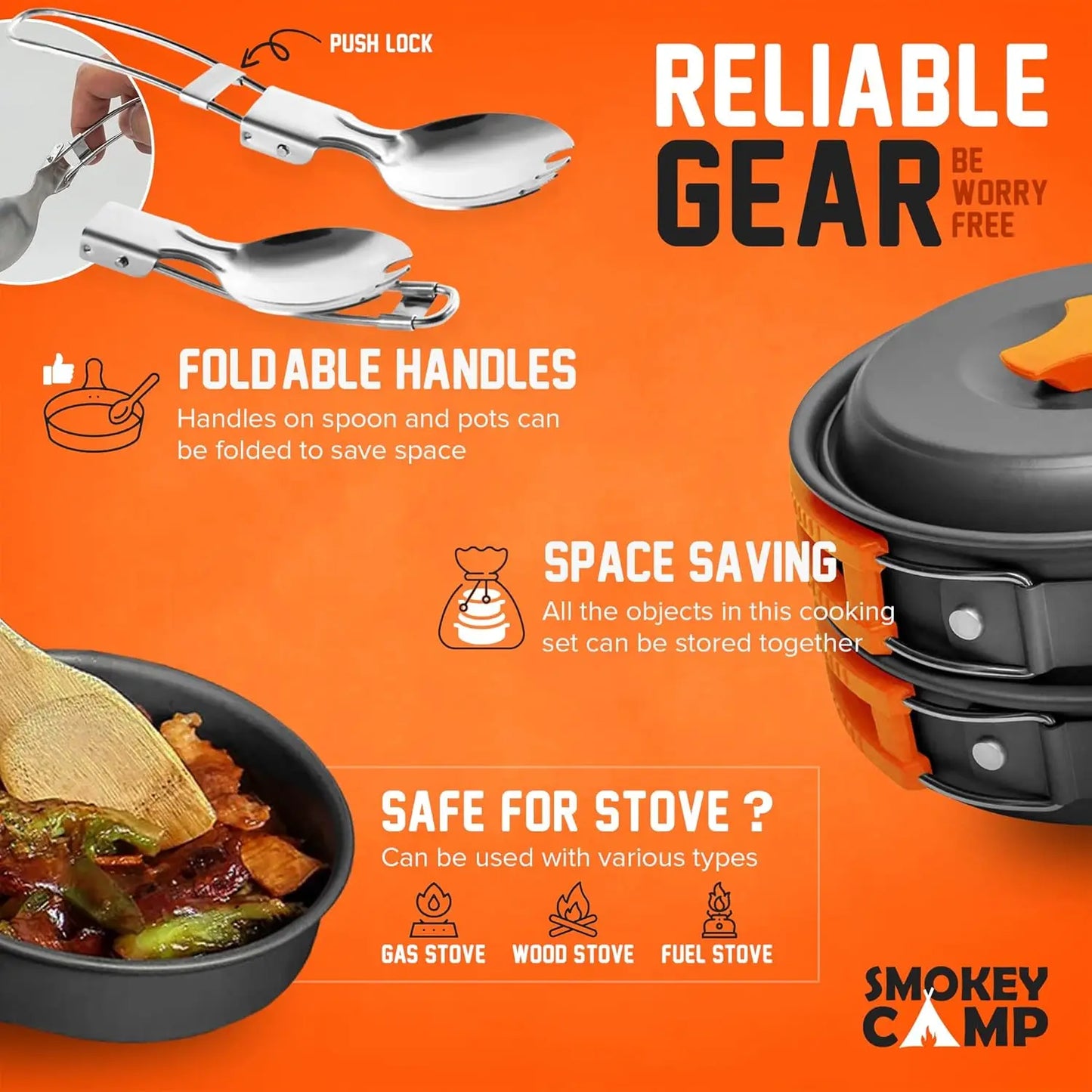 Camping Cookware Mess Kit With Stove