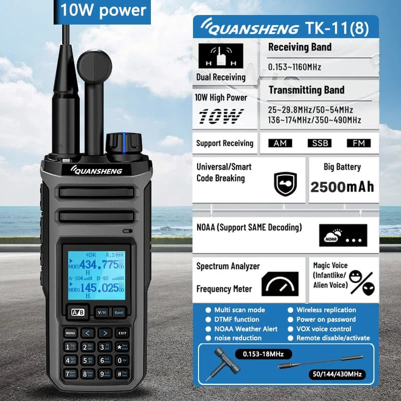 Quan Sheng TK11 10W VHF UHF Dual Band Radio