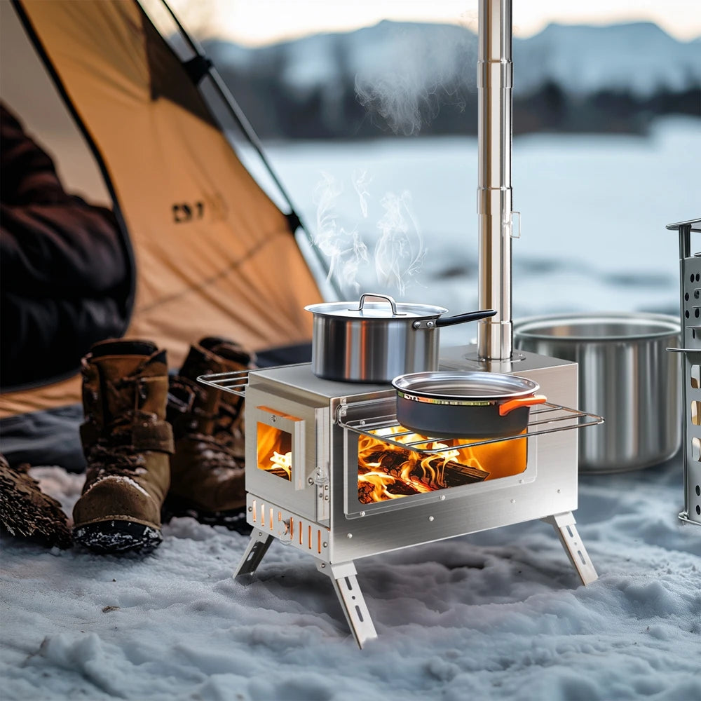 Portable Stainless Steel Tent Wood Burning Stove For Camping